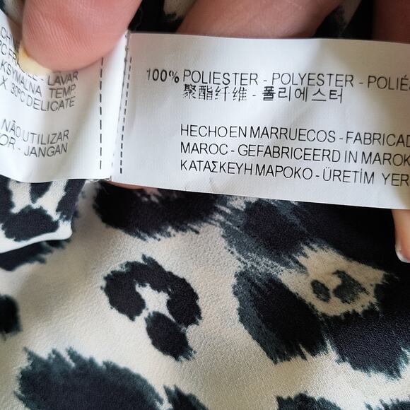 Zara Basic Leopard Print Top Women's Sz M Tan Black Layered Long Sleeve Pullover - Picture 13 of 16